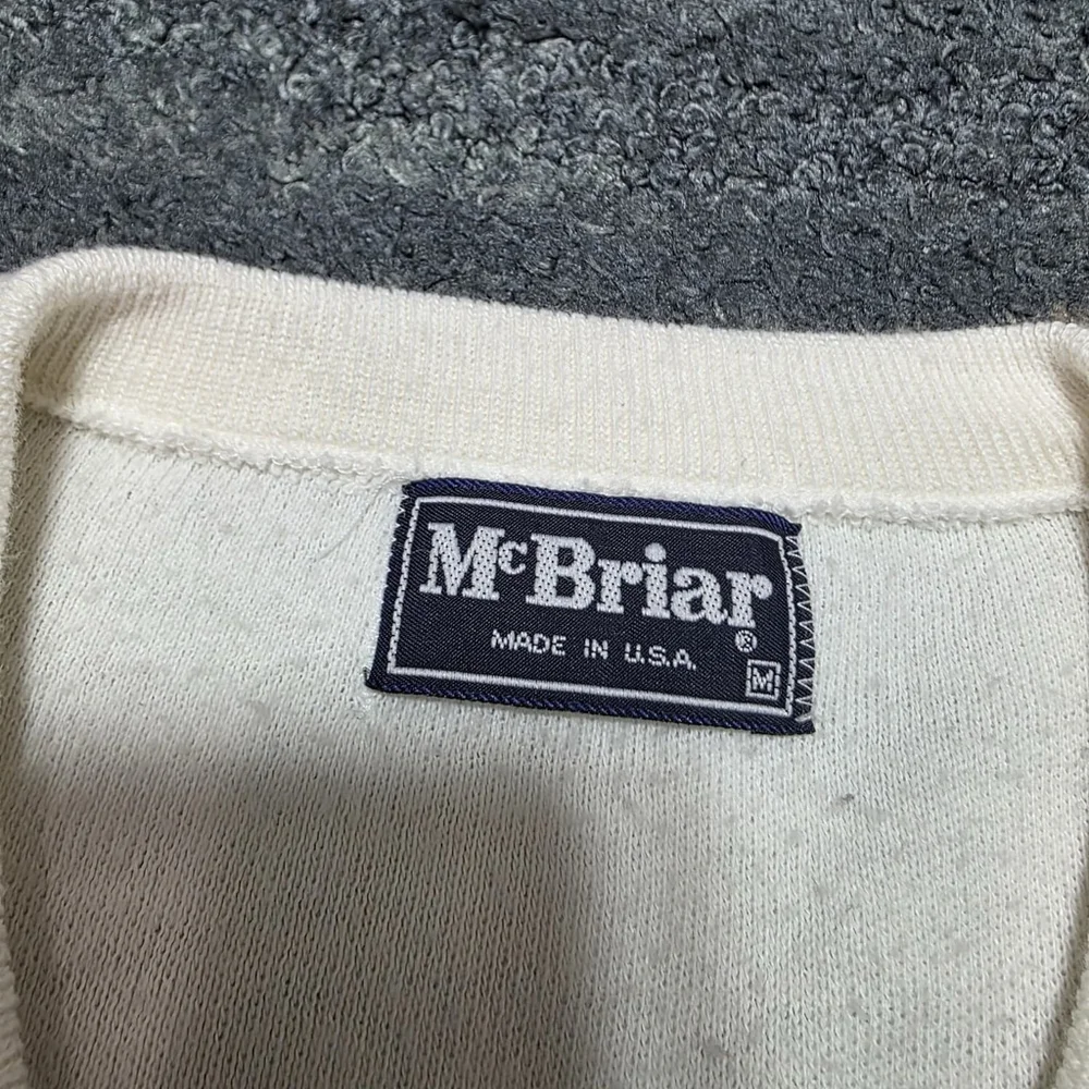 Vintage NASCAR McBriar V-Neck Sweater White USA Made Men’s M